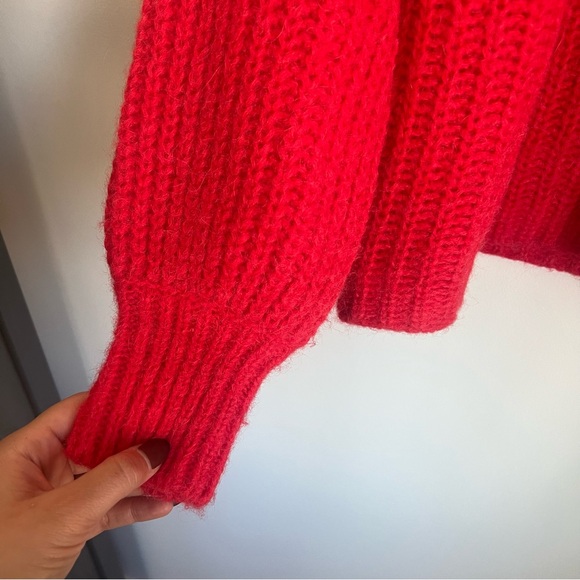 Sezane Emile Button Front Knit Sweater Cardigan Red Women's Size Small - Picture 6 of 9